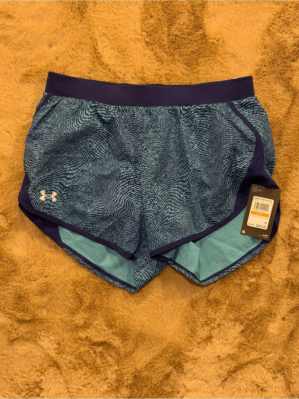 WOMENS SMALL UNDER ARMOUR ARMOR SHORTS LINED LINER BLUE GREEN VIBES NEW NWT